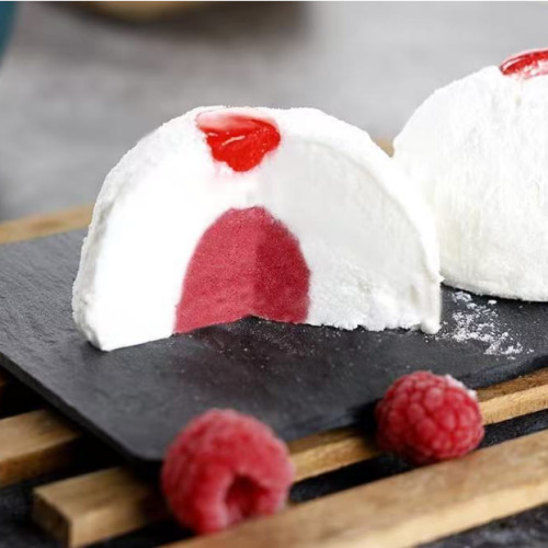 Mochi de nata y frambuesa