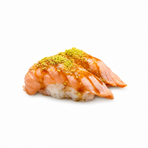 Salmón flameado